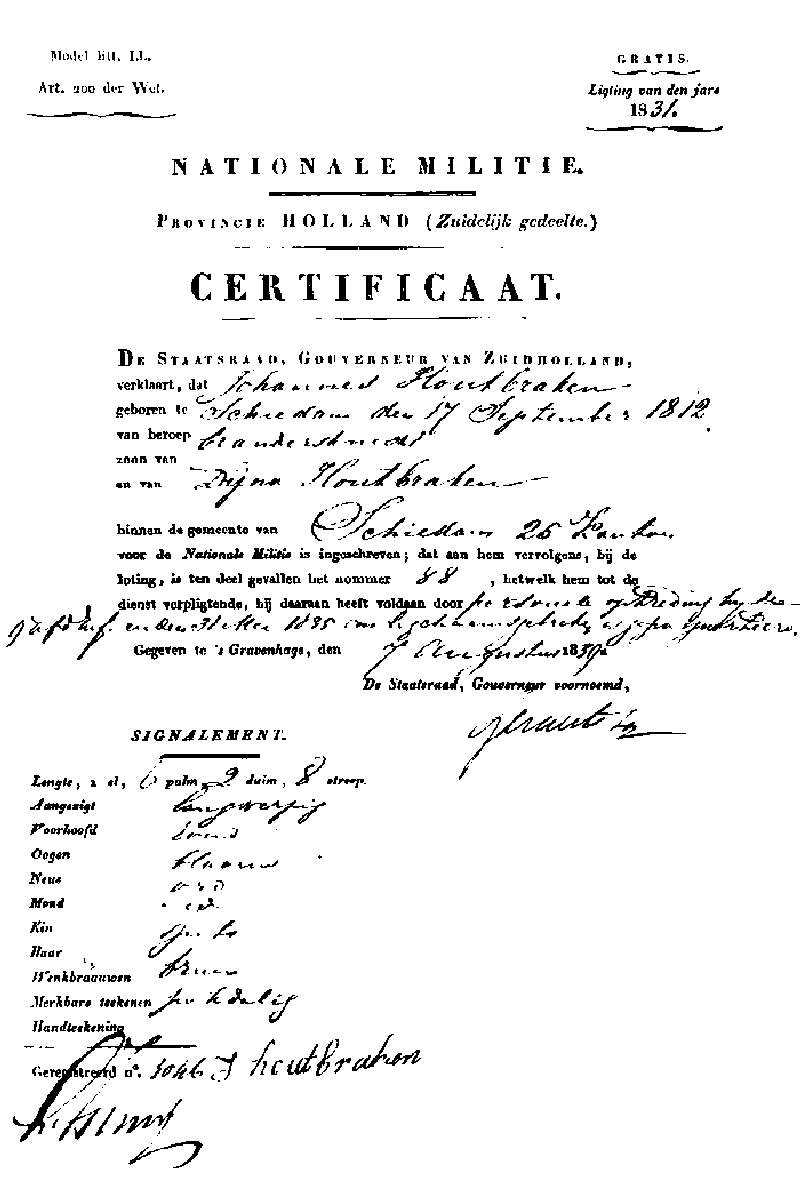 18390807 mil akte Johannes Houtbraken zv Dijna Houtbraken